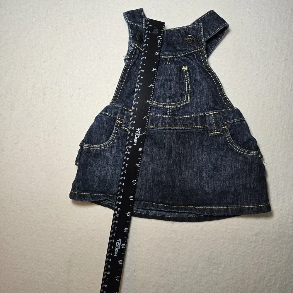 Old Navy Infant Girls Size 3-6 Months Denim Jumper Jean Dress Ruffled Back Cute!